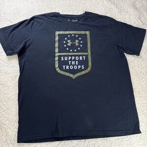 Under Armour Men’s Black 'Support The Troops' Graphic T‑Shirt Mens 2XL